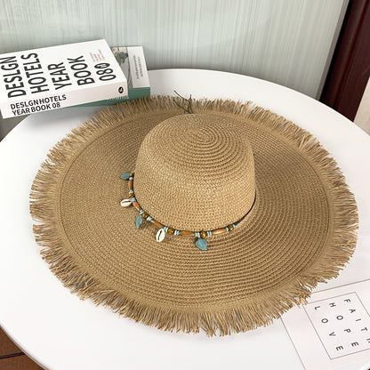 Sombrero de paja de ala ancha con protección UV para el verano Nuevo sombrero para el sol 