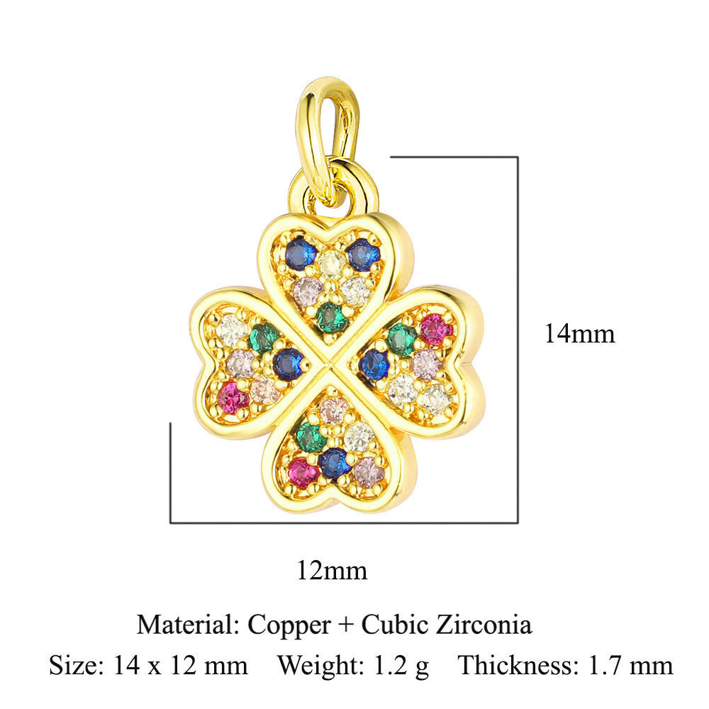 Sunflower Rose Clover Copper Zircon Pendant