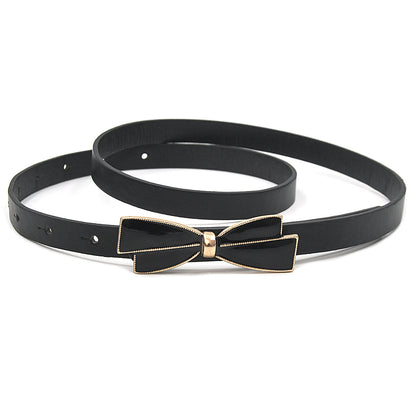 Bow plate buckle sweet thin belt