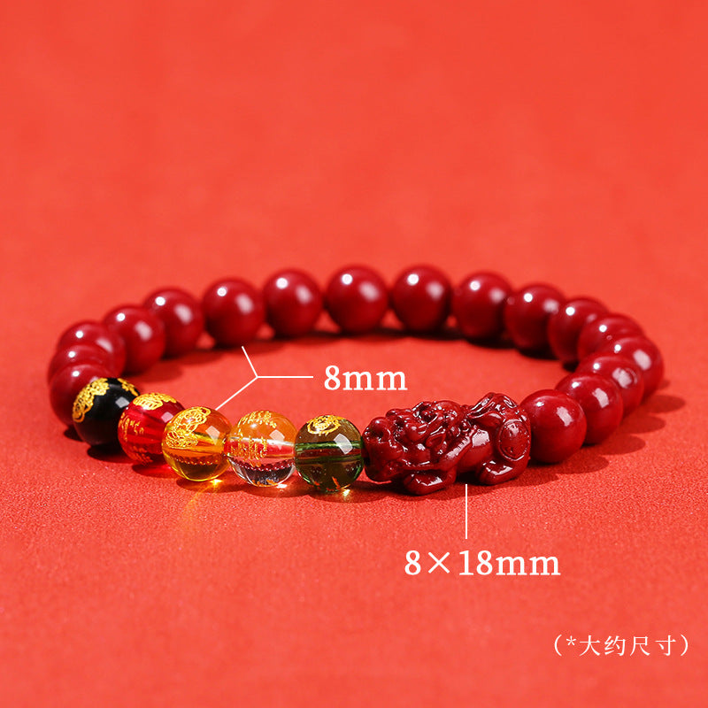 Five-way God of Wealth purple sand Pixiu bracelet.