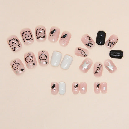 Minimalist Black and White Animal Nails