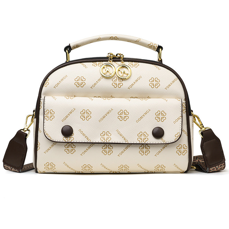 Versatile printed letter shoulder crossbody small square bag