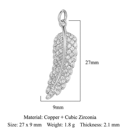 Feather dripping oil crown love copper zircon pendant