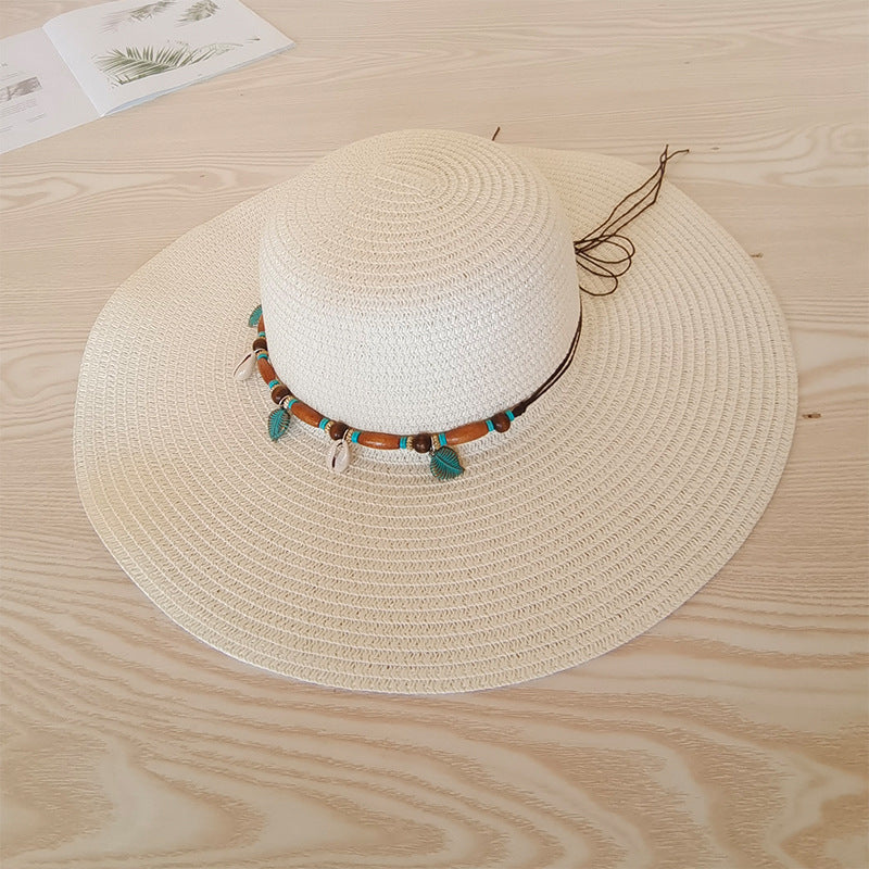 Women Beach Outdoor Wide Brim Flat Brim UV Korean Fashion Elegant Hat