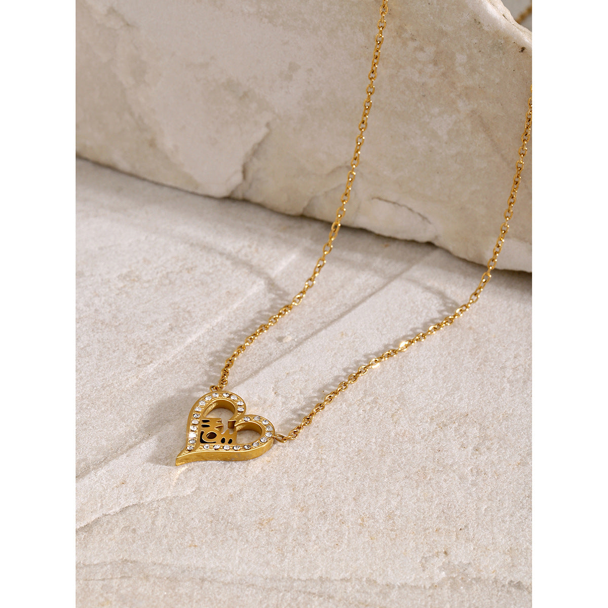 MOM letter dot rhinestone necklace 45+5cm