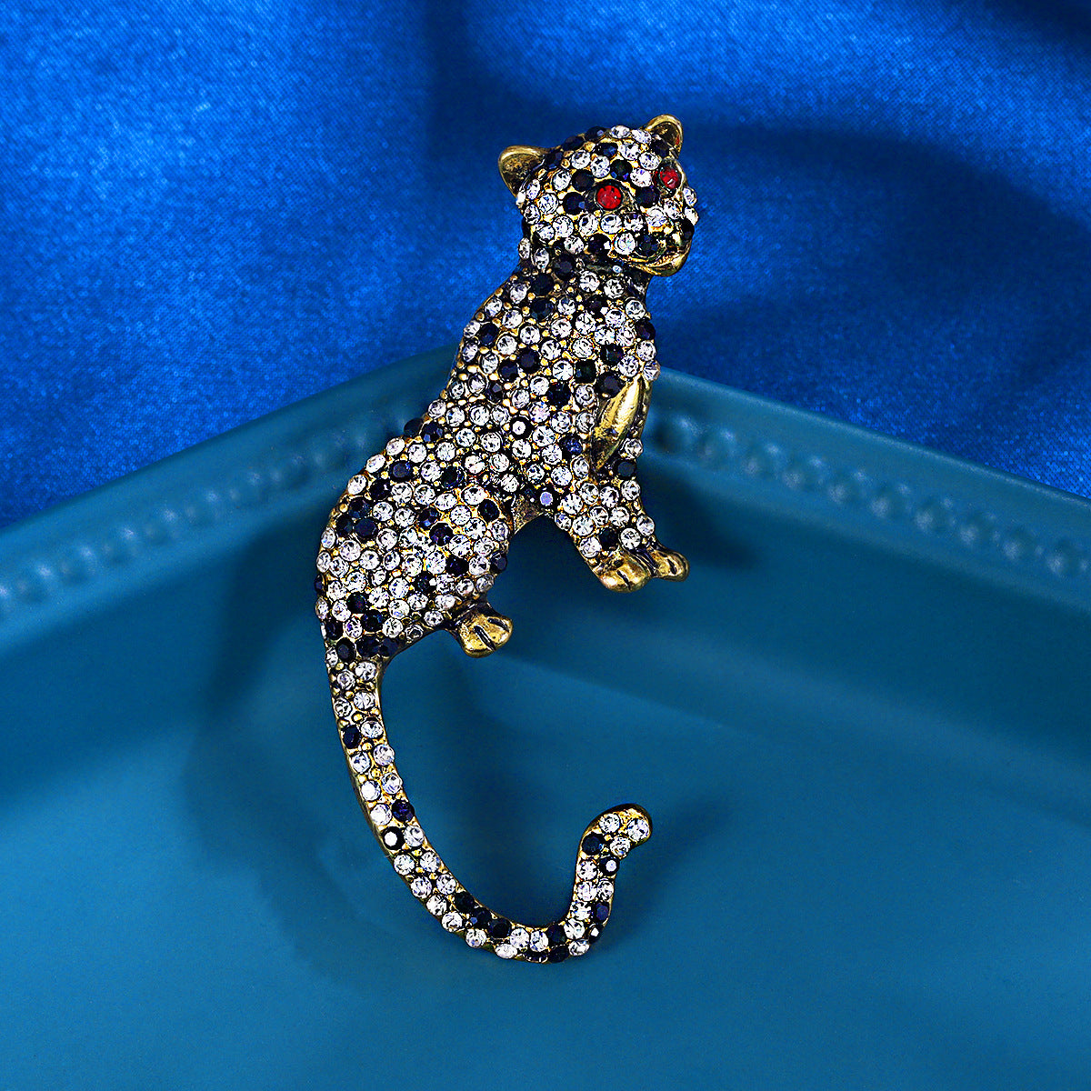 Rhinestone Cheetah Brooch