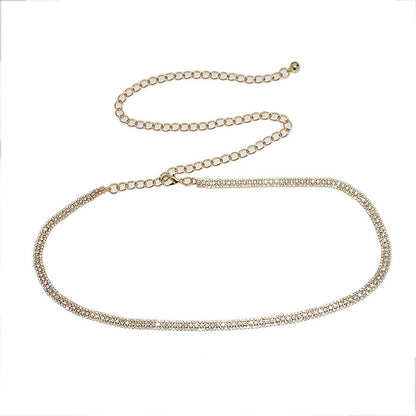 Waist chain Three rows of rhinestone fine waist