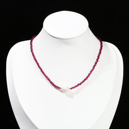 Imitation Ruby Necklace Cut Glass Beads