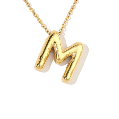 18k real gold titanium steel bubble letter pendant