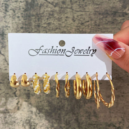 fashion Metal twist earrings set 6 pairs