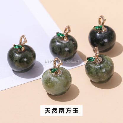 Natural stone crystal apple pendant.