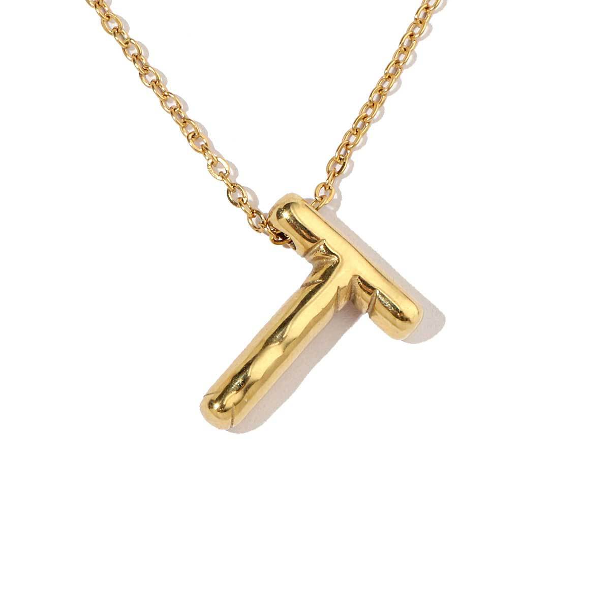 18k real gold titanium steel bubble letter pendant