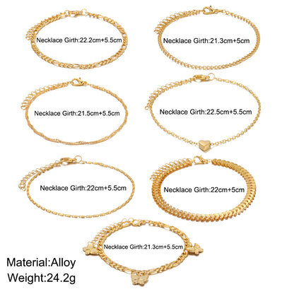 Multi-layered beach anklet set 7 pieces