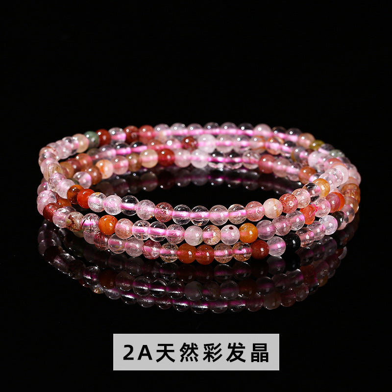 Natural ice transparent color hair crystal multi-ring bracelet