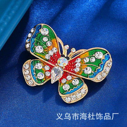 Painted Oil Drop Butterfly Brooch