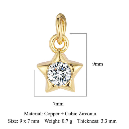 Copper Zircon Star Moon Palm Foot Pendant