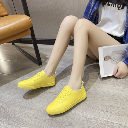 Candy color flat white shoes