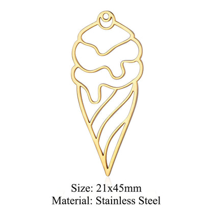 5 pcs/pack Titanium steel pendant for sea wave ice cream