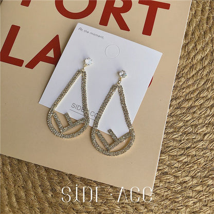 Letter full diamond earrings woman