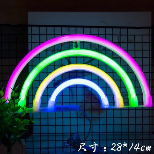 LED neon light arrangement small colored lights