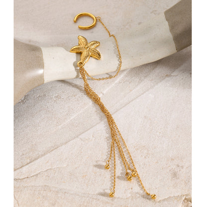 Single Starfish Multi-layered Tassel Ear Clip