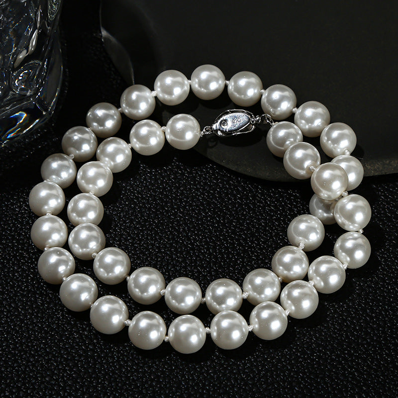 High imitation bead pearl round bead necklace