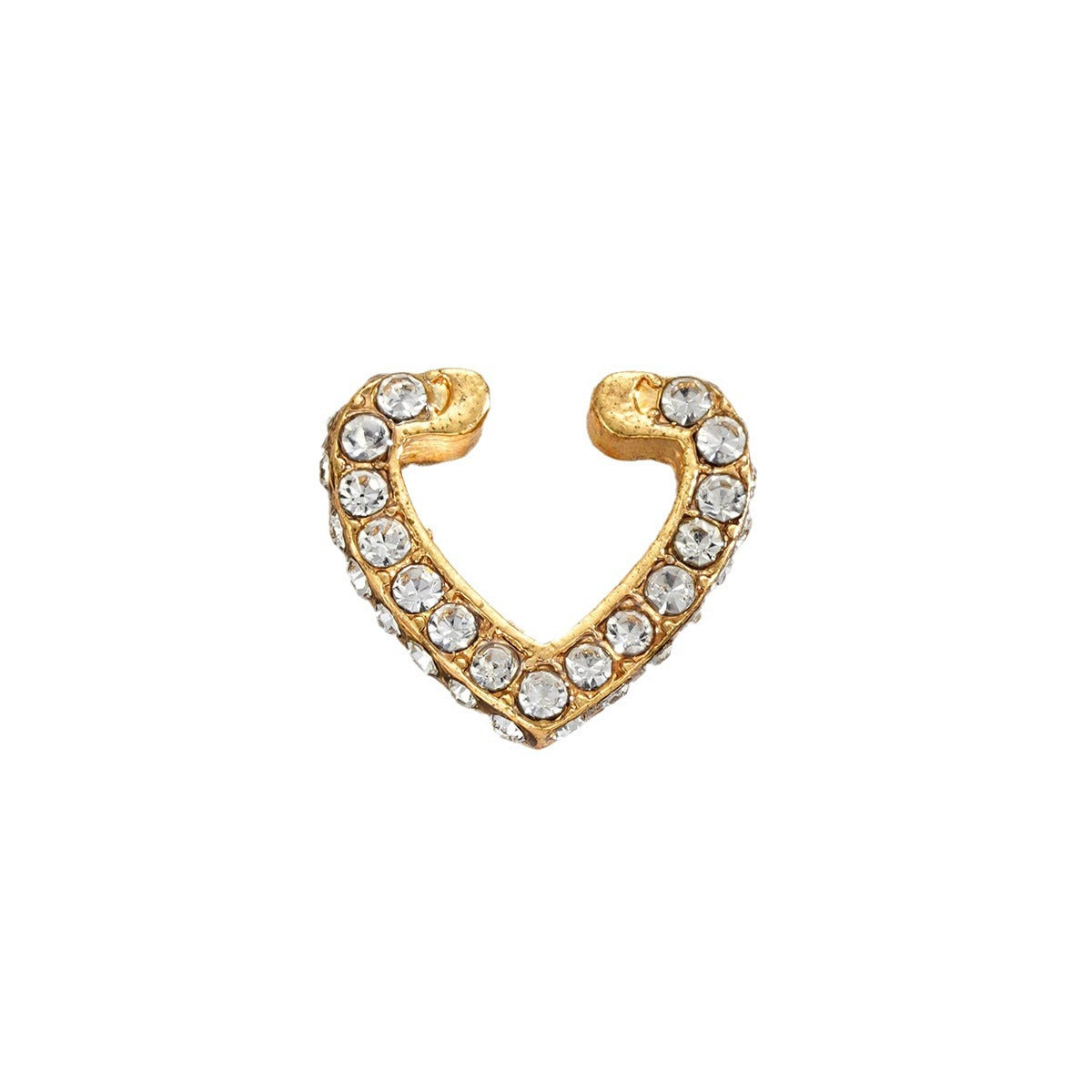 Gold Temperament Diamond Heart Earrings