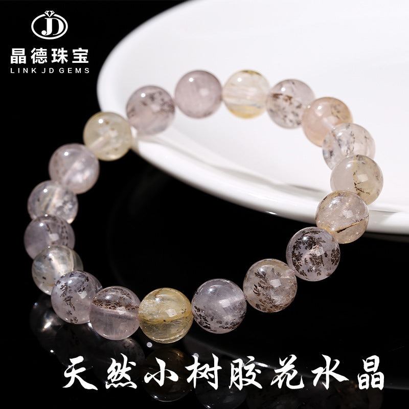 Pulsera de cristal con flor de eucalipto natural de pequeño tamaño 