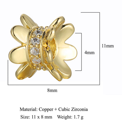 Flower Copper Micro-Inlaid Zirconia Beads Spacer Beads