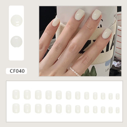 Cream Short Square Nails