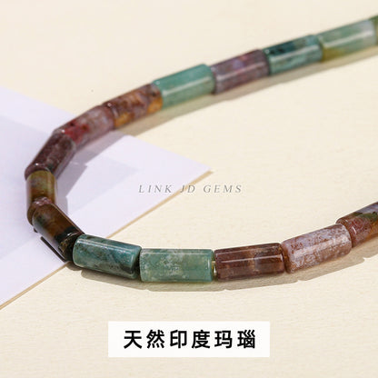 4 * 9 natural jade powder crystal round tube loose beads