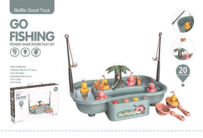 Water Fishing Toy Set for Children, Electric Rotating Bath Light and Music