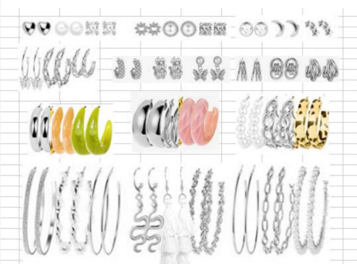 Metal twist earrings set 6 pairs