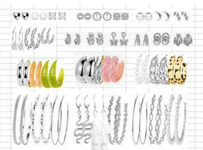 Metal twist earrings set 6 pairs