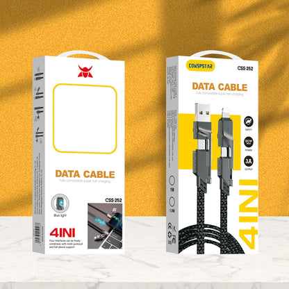 Nylon data cable PD fast charging 1 to 4 double heads