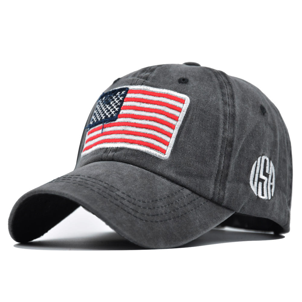 Gorra de béisbol lavada con bandera de EE. UU. 