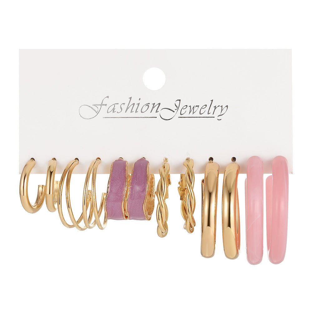 Acrylic earrings six-piece chain earrings