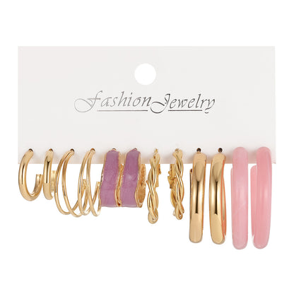 Acrylic earrings six-piece chain earrings