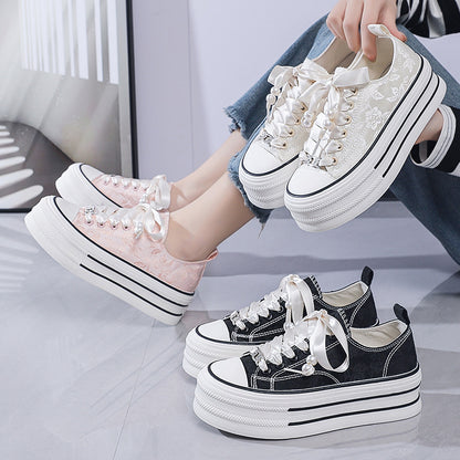 Thick-soled canvas shoes ins white shoes