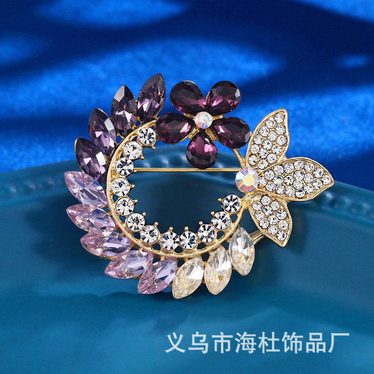 High-end crystal garland brooch