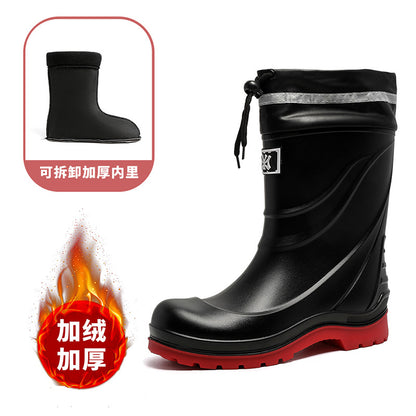 Fashion medium tube rain shoes men's waterproof