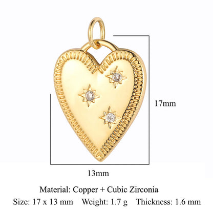 Copper zircon love pendant.