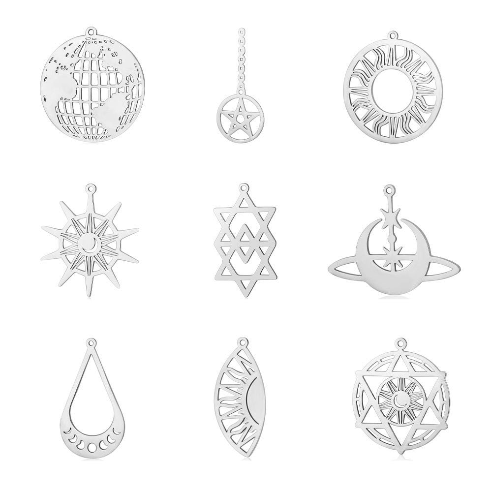 5 pcs/pack geometric shaped cosmic water drop titanium steel pendant