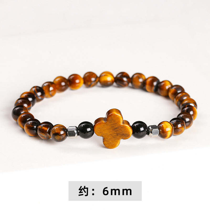 Natural yellow tiger eye stone round bead bracelet.