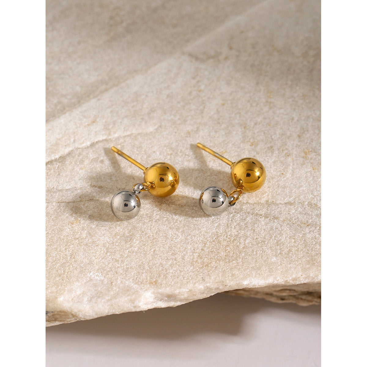 Gold and silver bead earrings