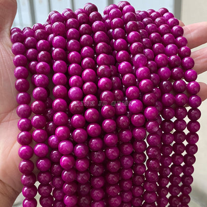 Pulsera de jade morado intenso con cuentas sueltas de calcedonia Julai optimizada 