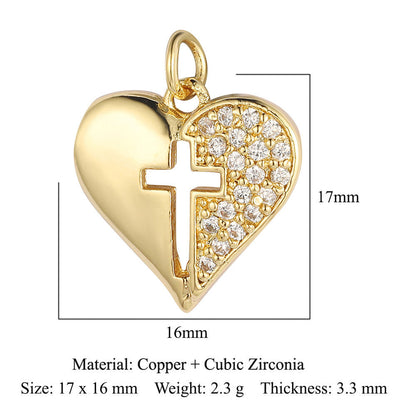 Crown peach heart colorful love copper zircon pendant