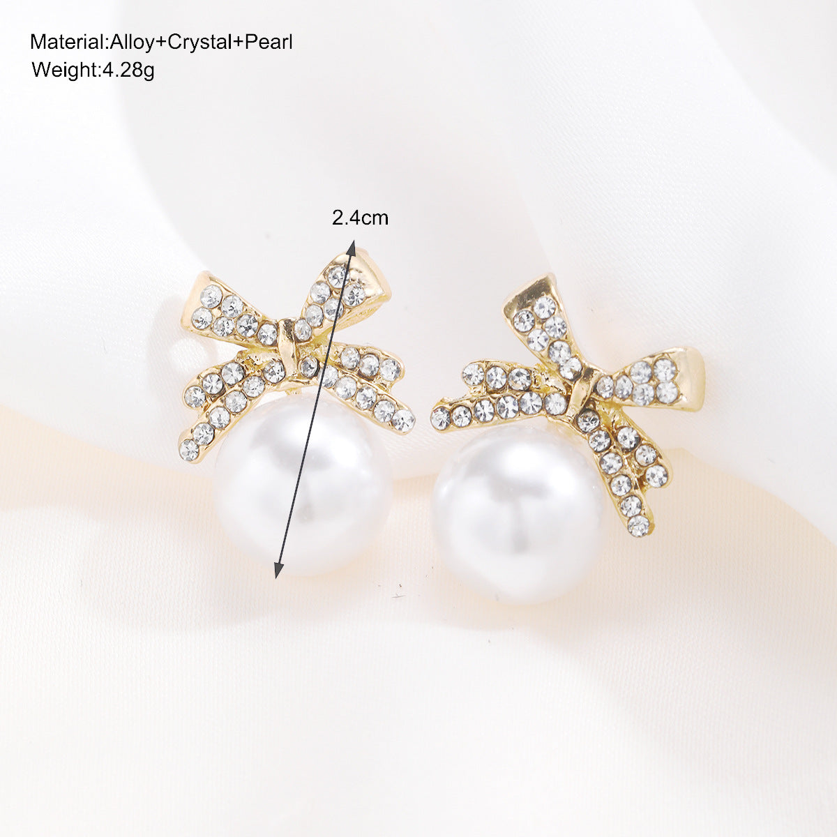 Bowknot Diamond Vintage Pearl Earrings