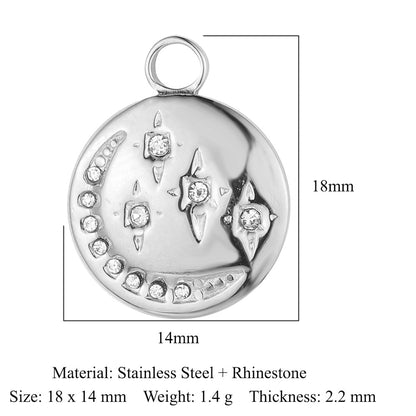 Sun Star Moon Crescent Stainless Steel Pendant