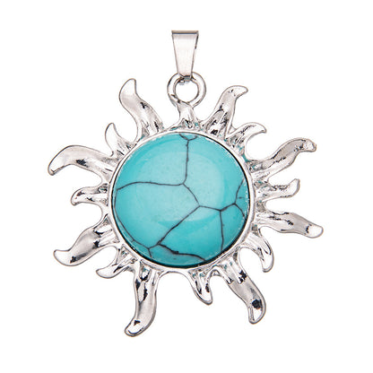 Sunflower alloy round ring inlaid crystal pendant